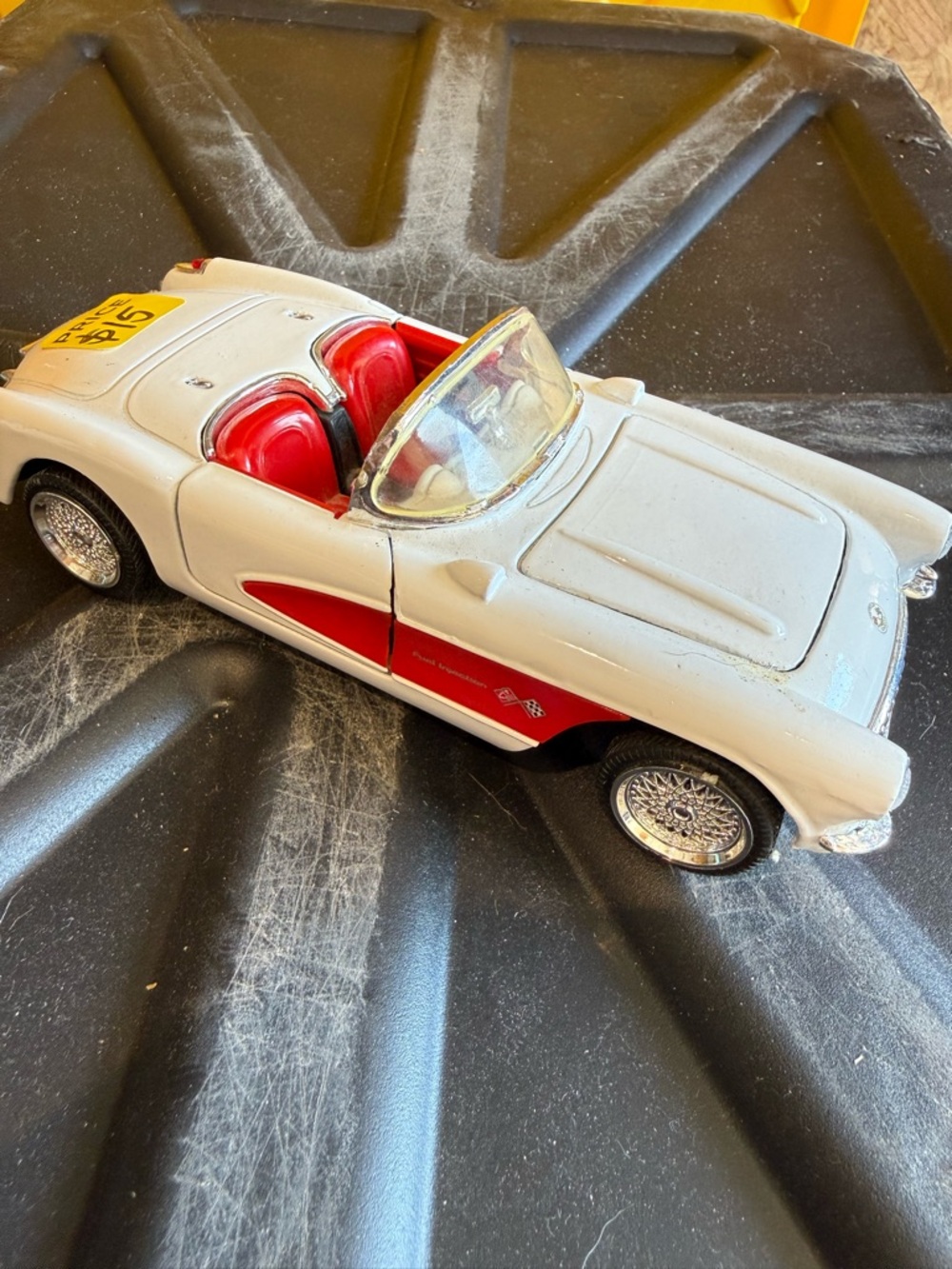 Classic White Convertible Toy Car with Red Interior for Kids